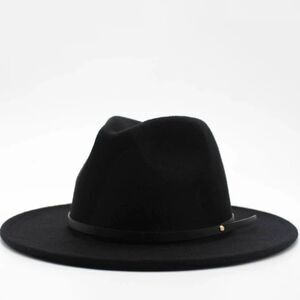 Black Stiff Brim Tall Dented Crown, Stiff Classic Fedora Hat NEW